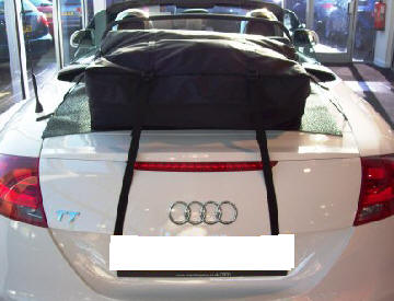 white audi TT Roadster MK2 with a boot-bag original luggage rack fitted.