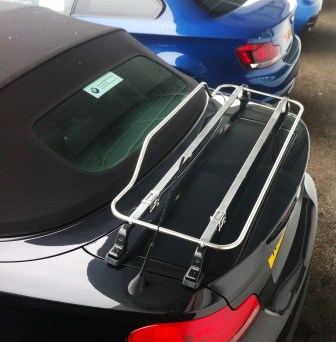 aerial view of abmw 1 series cabriolet boot lid with a stainless steel luggage rack fitted to it