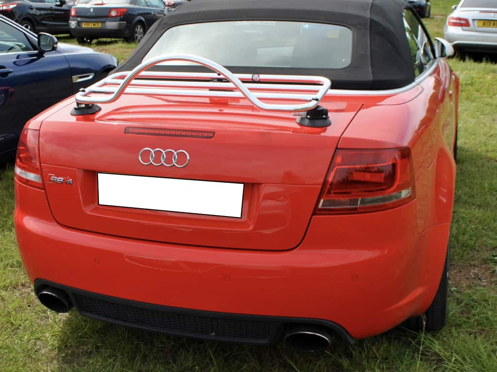 red audi a4 convertible with a revo-rack pa luggage rack fitted