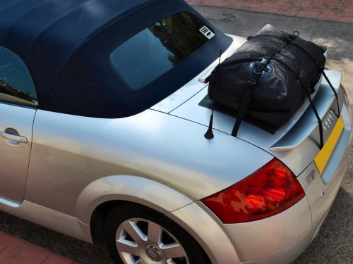 silver audi tt roadster mk1 with a boot-bag original luggage rack fitted.