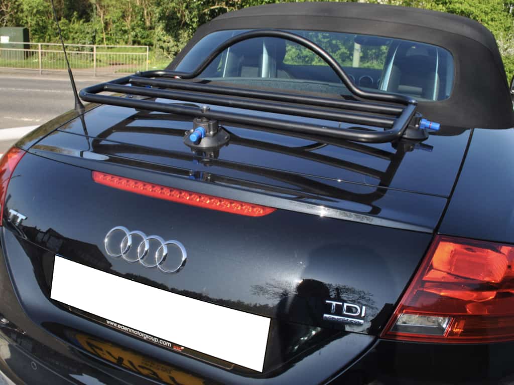black audi tt mk2 roadster with a revo-rack black luggage rack fitted