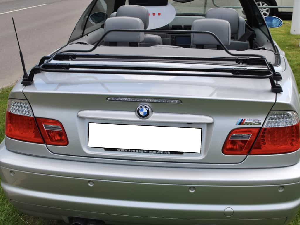silver bmw m3 e46 with a black luggage rack fitted