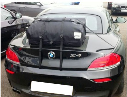 black bmw z4 e89 with a boot-bag original luggage rack fitted
