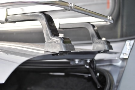 Close up of luggage rack attachments