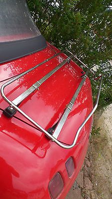 close up of a fiat barchetta with stainless steel luggage rack fitted 
