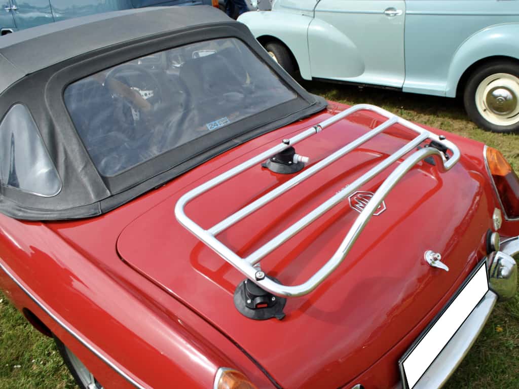 Red mgb with a revo-rack pa luggage rack fitted