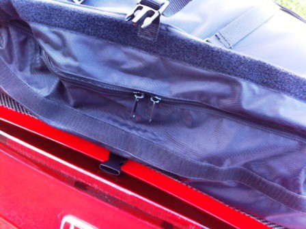 close up of a boot-bag luggage rack
