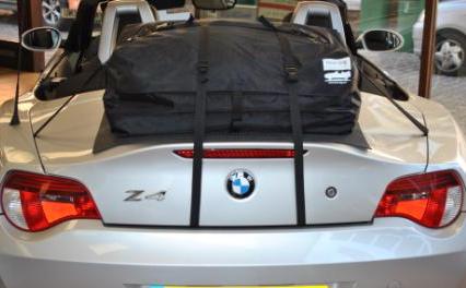 silver bmw z4 e85 with a boot-bag original luggage rack fitted