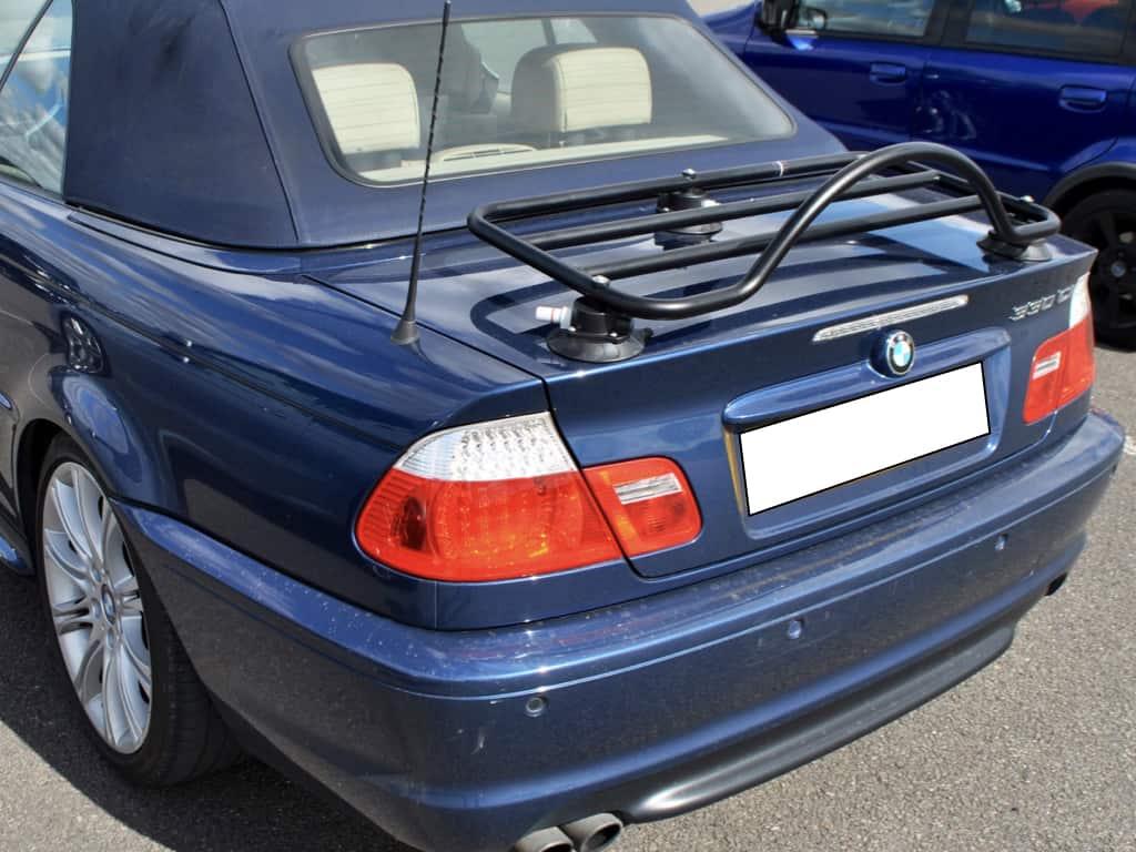BMW E46 3 series convertible with modern design of luggage boot rack
