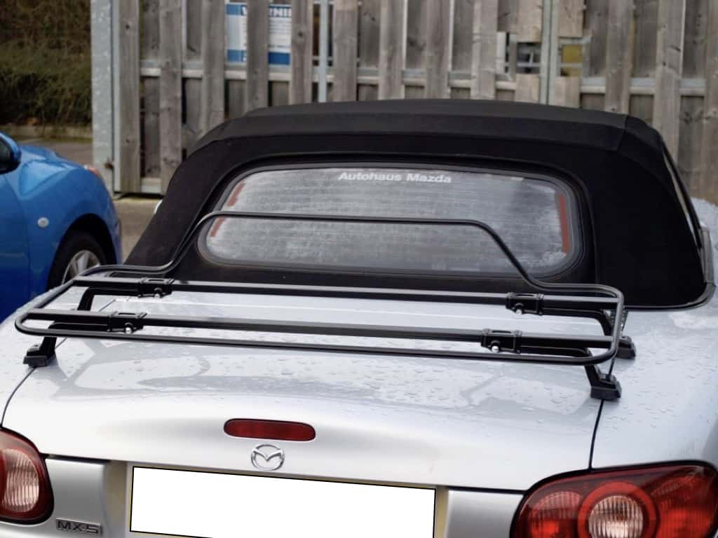 Silver MX5 MK2 with Italian black luggage rack fitted